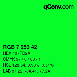 Color code: RGB 7 253 42 | qconv.com