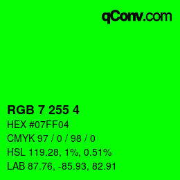 Color code: RGB 7 255 4 | qconv.com