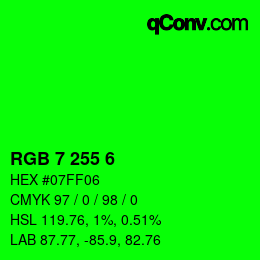 Color code: RGB 7 255 6 | qconv.com