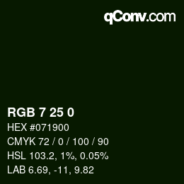 Color code: RGB 7 25 0 | qconv.com