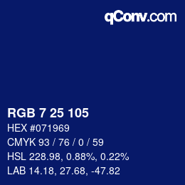 颜色代码: RGB 7 25 105 | qconv.com