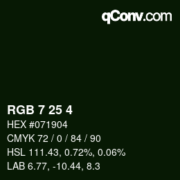カラーコード: RGB 7 25 4 | qconv.com