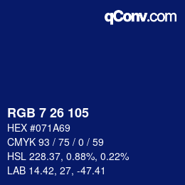 カラーコード: RGB 7 26 105 | qconv.com