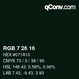Color code: RGB 7 26 16 | qconv.com