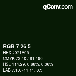 颜色代码: RGB 7 26 5 | qconv.com