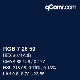 カラーコード: RGB 7 26 59 | qconv.com
