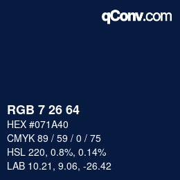 Color code: RGB 7 26 64 | qconv.com