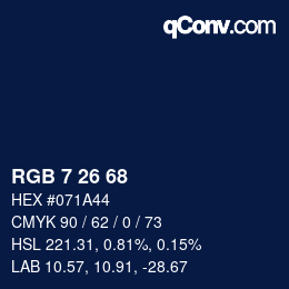 カラーコード: RGB 7 26 68 | qconv.com