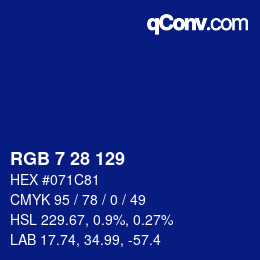 Color code: RGB 7 28 129 | qconv.com