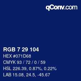 Color code: RGB 7 29 104 | qconv.com