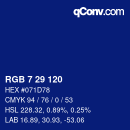 Color code: RGB 7 29 120 | qconv.com