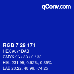 Color code: RGB 7 29 171 | qconv.com