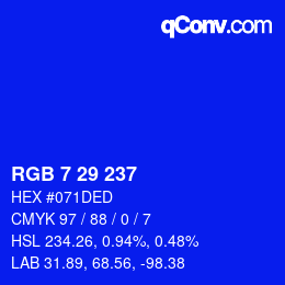Color code: RGB 7 29 237 | qconv.com