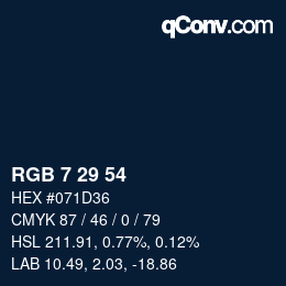 カラーコード: RGB 7 29 54 | qconv.com
