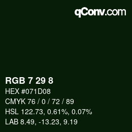 颜色代码: RGB 7 29 8 | qconv.com