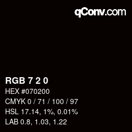 颜色代码: RGB 7 2 0 | qconv.com