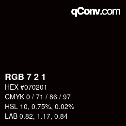 カラーコード: RGB 7 2 1 | qconv.com