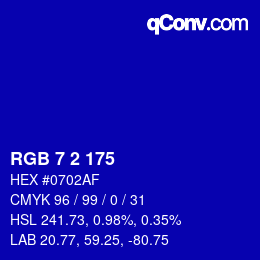カラーコード: RGB 7 2 175 | qconv.com