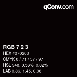 颜色代码: RGB 7 2 3 | qconv.com
