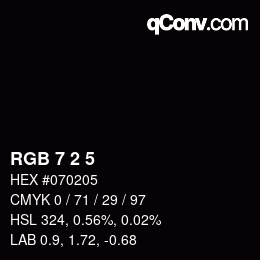 Color code: RGB 7 2 5 | qconv.com