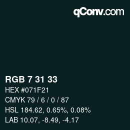 Color code: RGB 7 31 33 | qconv.com