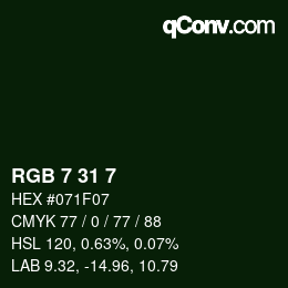 Color code: RGB 7 31 7 | qconv.com