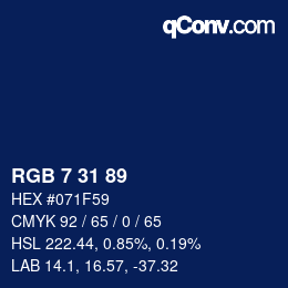 Color code: RGB 7 31 89 | qconv.com
