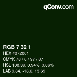 Color code: RGB 7 32 1 | qconv.com