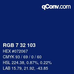 カラーコード: RGB 7 32 103 | qconv.com