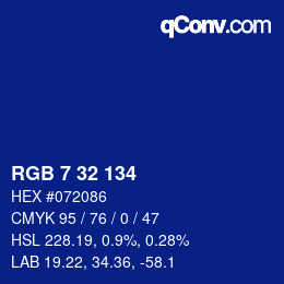 Color code: RGB 7 32 134 | qconv.com