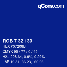 Color code: RGB 7 32 139 | qconv.com