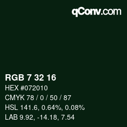 Color code: RGB 7 32 16 | qconv.com