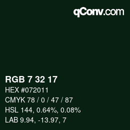Color code: RGB 7 32 17 | qconv.com