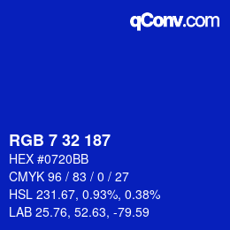 Color code: RGB 7 32 187 | qconv.com