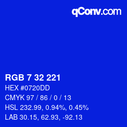 Color code: RGB 7 32 221 | qconv.com