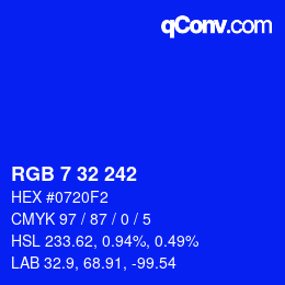 Color code: RGB 7 32 242 | qconv.com