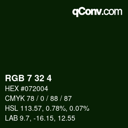 Color code: RGB 7 32 4 | qconv.com