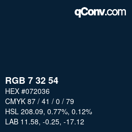 カラーコード: RGB 7 32 54 | qconv.com