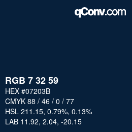 カラーコード: RGB 7 32 59 | qconv.com