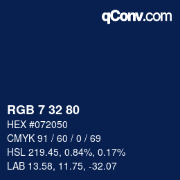 Color code: RGB 7 32 80 | qconv.com