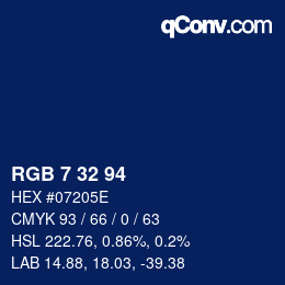 カラーコード: RGB 7 32 94 | qconv.com