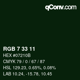 Color code: RGB 7 33 11 | qconv.com
