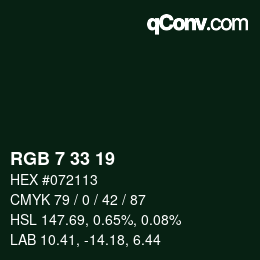 Color code: RGB 7 33 19 | qconv.com