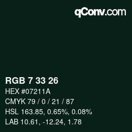 Color code: RGB 7 33 26 | qconv.com