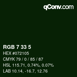 Color code: RGB 7 33 5 | qconv.com