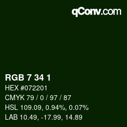 カラーコード: RGB 7 34 1 | qconv.com