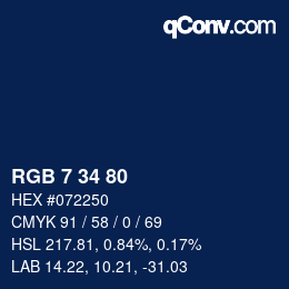 Color code: RGB 7 34 80 | qconv.com