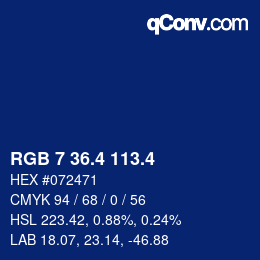カラーコード: RGB 7 36.4 113.4 | qconv.com