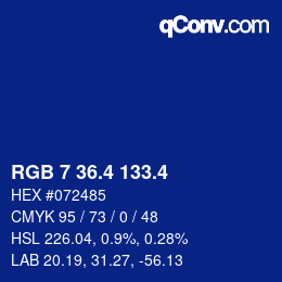 カラーコード: RGB 7 36.4 133.4 | qconv.com