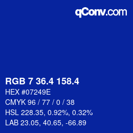 カラーコード: RGB 7 36.4 158.4 | qconv.com